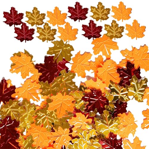 Fuuxtci Ahornblätter Konfetti | Herbstdeko Partytisch Streukonfetti, Herbstblätter Konfetti,15g Thanksgiving Day Ahornblätter Pailletten Konfetti Party Streusel Konfetti Dekorationen von Fuuxtci