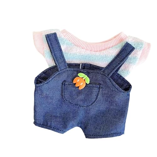 Fuuxtci Kleidungsset für Plüschpuppen, Overalls und Oberteile für Puppen - Cartoon 20cm Puppe Tops Overalls Kleidung,Kinder Erwachsene Rollenspiel Sammlerpuppe Outfits Kostüme für Arbeitszimmer, von Fuuxtci