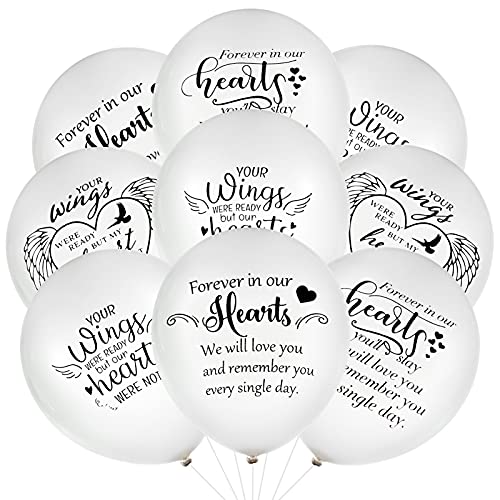 Fuyamp 60 Stück weiße Luftballons 30,5 cm weiße Latexballons Gedenkballons mit 3 Rollen Ballonband für Beerdigungsdekoration von Fuyamp