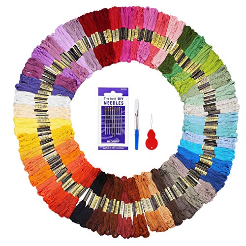 Fuyit Stickgarn Embroidery Threads 48 Farben 144 Docken Sticktwist Nähgarne Stickerei Basteln Crafts Floss Set 8m 6-Fädig Bunt Multicolor für Kreuzstich Basteln Freundschaftsbänder Nähgarne Häkeln von Fuyit