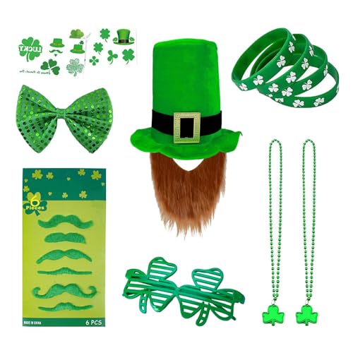 12-teiliges St. Patrick's Day Partygeschenk-Set, Kleeblatt, Gläser, Halsketten, Armbänder, Tattoos, St. Patrick's Day, Zubehör, Dekorationen, Zubehör von FuyoSegen