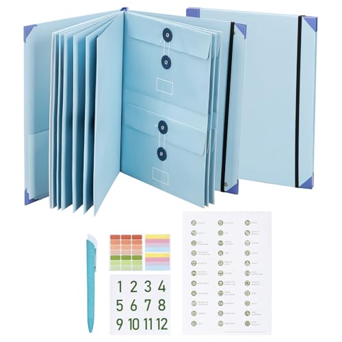 The Folio Document Organizer, If i Die Binder – Veleron Life Organizer, in Case I Die Dokumentenmappe, wichtige Dokumenten-Organizer, Folio mit Taschen, Datei, Zuhause, Schule, Bürobedarf (blau) von FuyoSegen