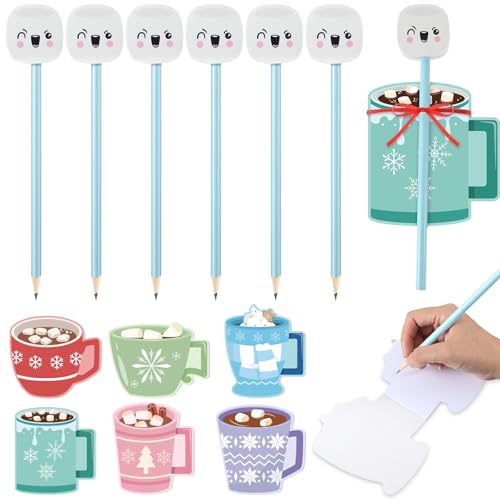 Fuyoooo 6 Sets Marshmallow und Hot Cocoa Notizblock mit Bleistiften Winter Memo Pad Weihnachten To-Do-Liste Xmas Notizblöcke für Büro Schule Dekoration Lehrer Geschenk Bulk für Studenten Weihnachten von Fuyoooo