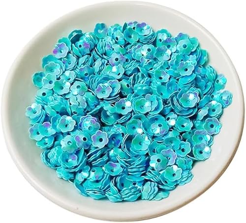 20 g große lose Pailletten, 6 mm, Kunststoff-Pailletten, Pflaumenblüte, lose Pailletten, blaue Blumenscheiben-Pailletten für Scrapbooking, Nähkleider, Bühnendekorationen von Fxionicon