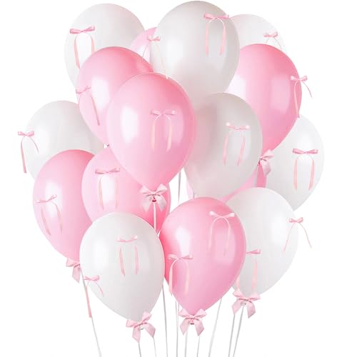 60 Stück rosa Schleifenballons rosa weiß Ballon DIY Band Schleife Dekorationen für Kokette Geburtstag Party Dekorationen (Rosa) von Fxozru