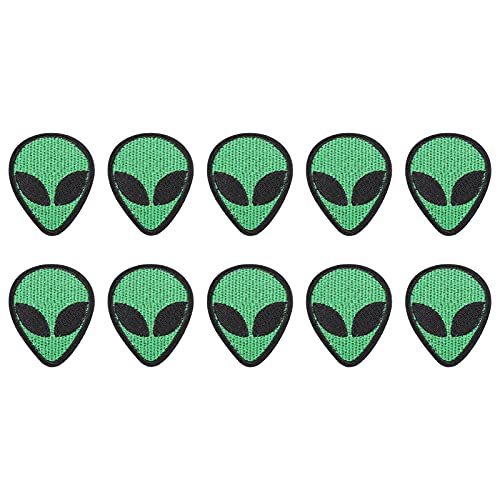 10 Stück Alien Head Bestickte Patch Stoff Applique Stoff Aufkleber DIY Zubehör Kleidung Jeans Schuhe Taschen von Fydun