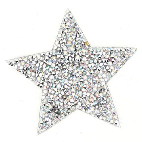 10 Stück Applique Patches Kristallgestickter Patch Aufnähen/Aufbügeln Patch Star Applique DIY Zubehör für Bastelkleidung Dekor(8cm AB Farbe) von Fydun