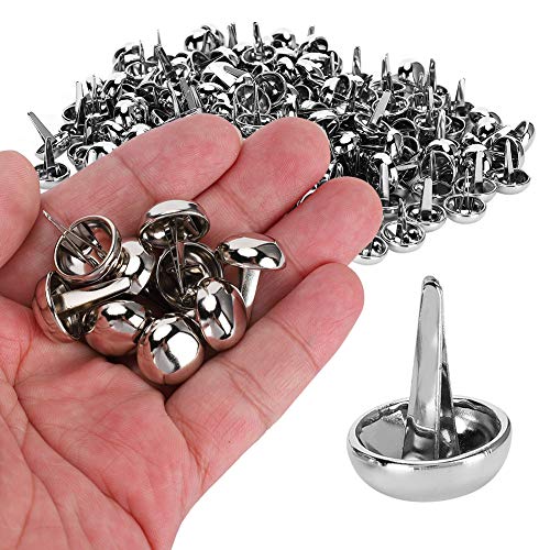 200 Stück Round Brads Geldbörse Füße Handtasche Nagelköpfe Spike für DIY Leder Craft Geldbörse Handtasche Füße Nagelkopf, 15mm, Silber von Fydun