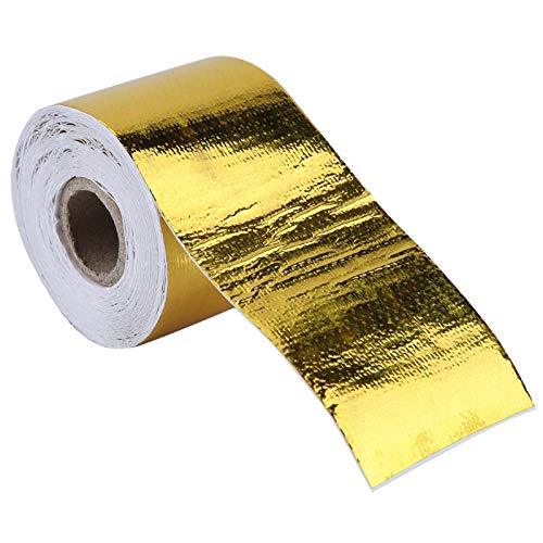 Aluminium Klebeband, Fydun 1 Rollen Goldenes Aluminiumfolie klebendes Reflektierendes Hitzeschild Verpackungs Band für Auto HVAC Rohr Isolierung (Gold 10M*5Cm) von Fydun