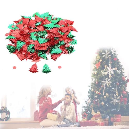 Festliches Pailletten-Konfetti Im Themendesign für die Tischdekoration, Gemischtes Modellset – #07 (Roter + grüner Weihnachtsbaum) von Fydun