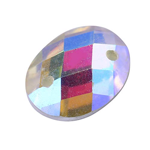 Fydun 200 Stück/Packung Flatback Acrylharz Nähen Glänzender Kristall mit Loch Bastelzubehör Applied Family (8 * 10mm elliptisches Netz) von Fydun