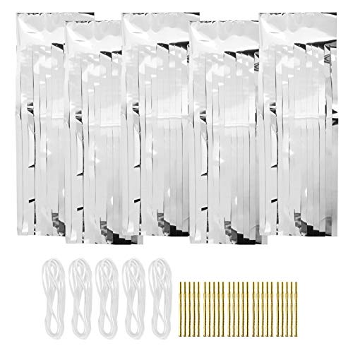 Fydun 25 Stück Quaste Girlande Shiny Tissue Quasten Banner Dekoration für Geburtstag Hochzeit Brautdusche Party Wandbehang Dekor(Silber) von Fydun