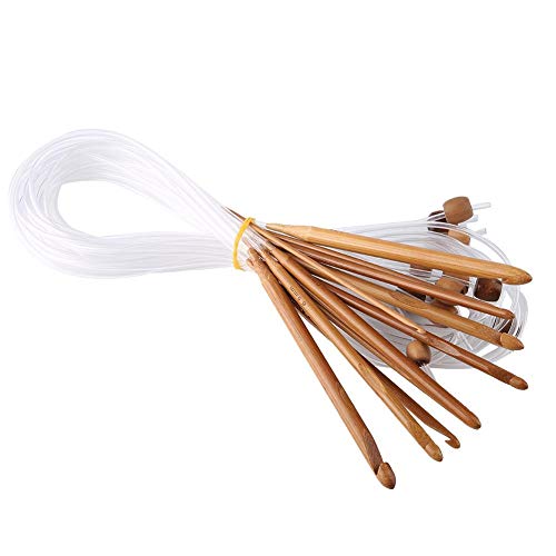 Afghan Tunesian Crochet Hooks Set, 12 Stück karbonisierte Bambusnadel zum Teppichstricken von Fydun