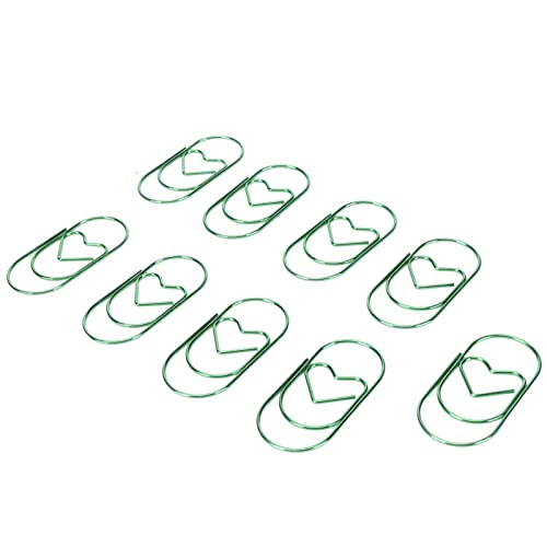 Fydun Büroklammern Verhindern Abrutschen, Rostfrei, Liebe, Herzförmige Deko, Niedliche Lesezeichen, Metall-Büroklammern für Dokumente, Grün, für Familien (GREEN) von Fydun