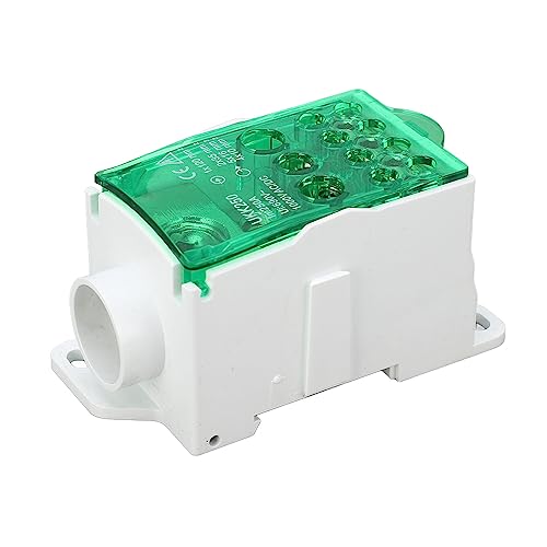 Klemme Blockanschlussbox Spleiß Stromverteilungsbox 690V 250A Einer Pole Din Schiene Elektrokabinen Küche Badezimmerbereiche (GREEN) von Fydun