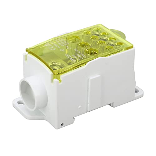 Klemme Blockanschlussbox Spleiß Stromverteilungsbox 690V 250A Einer Pole Din Schiene Elektrokabinen Küche Badezimmerbereiche (YELLOW) von Fydun