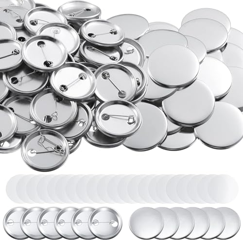 200 Sets Blanko-Knöpfe, Abzeichen-Herstellungs-Set, runde Abzeichen, Knopfteile, Metallknöpfe, Anstecknadel-Set, 58 mm, für Knopfmacher, Maschine, Bastelbedarf von Fyearfly