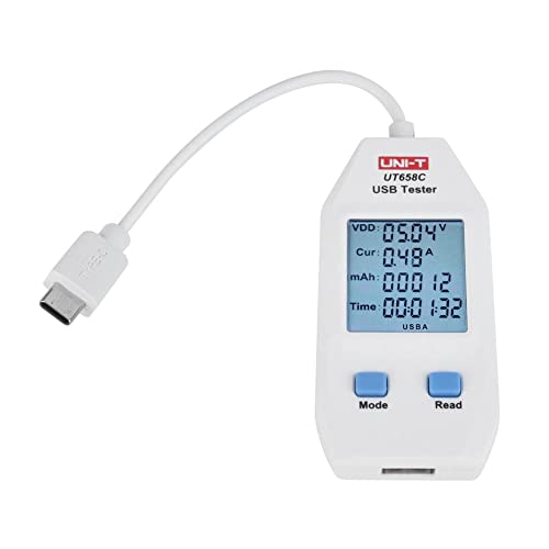 Digital USB Tester Voltmeter, LCD USB Spannungs Strom Detektor, Mini USB Tester digitaler Voltmeter Amperemeter Detektor zum Messen von USB Datenkabeln(UT658C) von Fyearfly