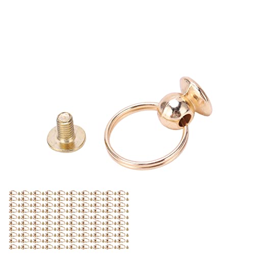 Fyearfly DIY Mönchniete Mönchsniete mit Zugringen, 8 mm Hochglanz-Kupfermaterial, Doppelschlaufen-Zugring für DIY-Kleidung, Taschen, Schuhe, Gold von Fyearfly