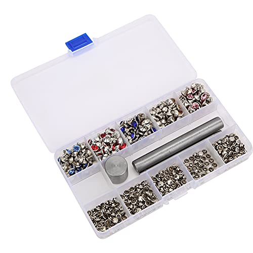 Fyearfly Deko-Nieten, Strass-Nieten, 5 Farben, DIY-Ledertaschen, Kleidung, Dekoration, Zubehör, 8 mm, inklusive 3 Werkzeugen von Fyearfly