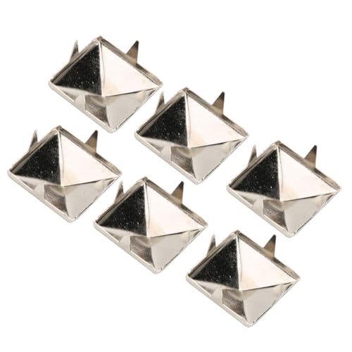 Fyearfly Dekoration Nieten 100 Stück Quadratische Pyramide Punk Nieten, 4 Krallen Metallnieten, 15mm Silber Dekoration Nieten für Armbänder, Kleidung, Schuhe, Handtaschen von Fyearfly