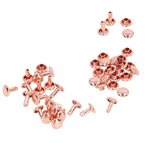 Fyearfly Doppelseitige Nieten, doppelseitige Nieten, 100 Sets, 7 x 8 mm, Eisen, runde Nieten für Leder, Kleidung, Taschen, Schuhkarton, DIY, Handwerk, Roségold von Fyearfly