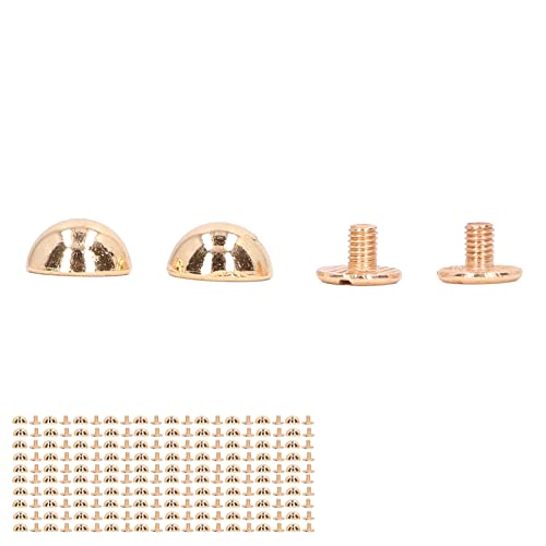 Fyearfly Leder Dekorative Nieten Ledernieten Kit, 8mm Runde Pilz Form Noppen, 100 Sätze Rohrförmige Metallnieten für DIY Handwerk, Galvanisieren Gold Finish von Fyearfly