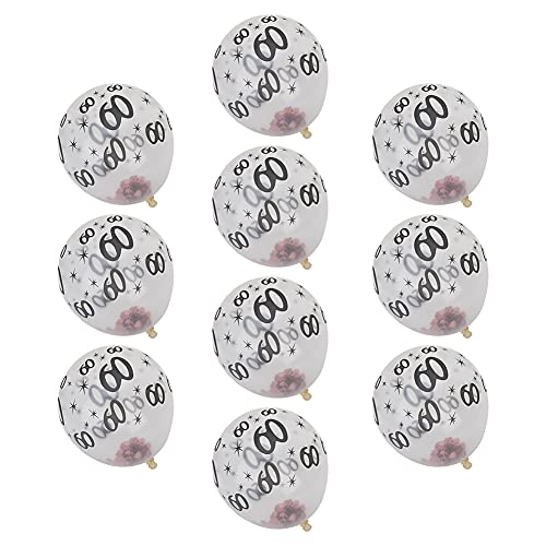 Fyearfly Luftballon Latex Luftballons 10 Pack Transparent mit Nummer 60 Muster für Geburtstag Hochzeit Jubiläum Rose Gold Pailletten Party Dekoration von Fyearfly