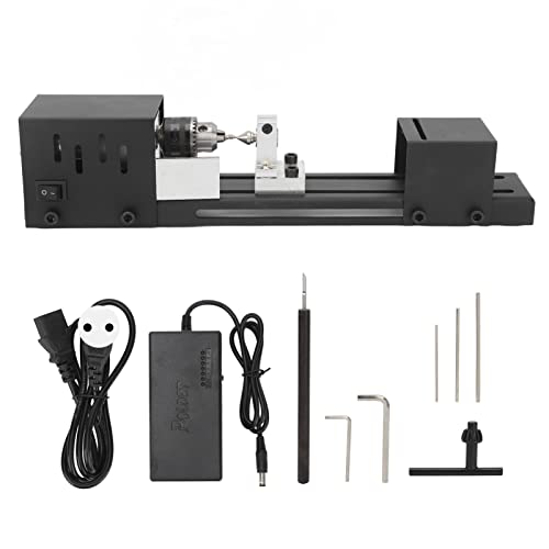 Mini-Drehmaschine, Elektrischer Perlenpolierer, Mini-Drehmaschinen-Kit, Multifunktionspolierer/Fräser/Spannfutter, Perlenpoliermaschine 110–240 V, Für Heimwerker-Holzbearbeitung(EU) von Fyearfly