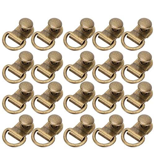 Fyearfly Schnürsenkelhaken Nieten Schnürsenkelhaken D-Ring Ösenschnalle, 100 Sets Messing Niet für Leder und Tasche DIY Projekte, 9 x 14 mm, Bronze-Finish von Fyearfly