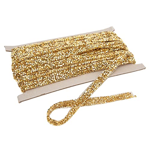 Fyearfly Strass T Gold Strass Band 9,1 m, 1 cm, selbstklebendes Kristall-T zum Nähen und Basteln von Fyearfly