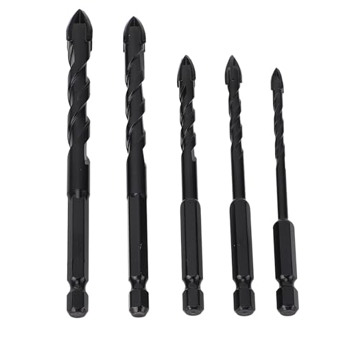 Mauerwerk Drill Bits Set, 5pcs Set Mauerwerk Drill Bits Zement Carbide 1/4 Zoll Sechskant Shank Professional Beton Bohrer Bits (Typ 1 (5 mm, 6 mm, 8 mm, 10 mm, 12 mm)) von Fyearfly