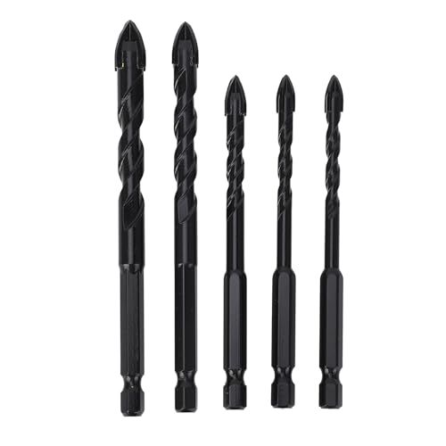 Mauerwerk Drill Bits Set, 5pcs Set Mauerwerk Drill Bits Zement Carbide 1/4 Zoll Sechskant Shank Professional Beton Bohrer Bits (Typ 2 (6 mm, 6 mm, 8 mm, 10 mm, 12 mm)) von Fyearfly