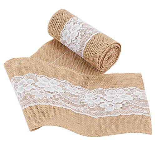 Sackleinen-Spitzenband, 2,7 M, DIY-Spitzen-Sackleinenband, Sackleinen, Jute-Gürtelband, Hochzeitstuch, Dekoration für Selbstgemachte, Handgefertigte Hochzeitsfeier-Bastelarbeiten von Fyearfly