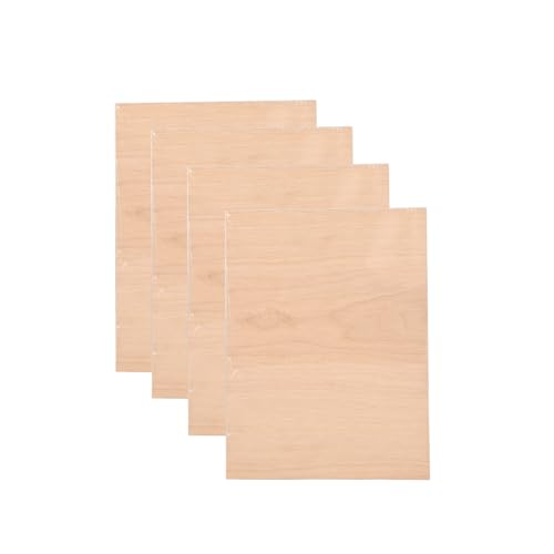 Sperrholzplatten, 4 Stück, A4-Sperrholzplatten, 0,3 cm x 20,3 cm, unlackiertes Holz, Holzbretter zum Basteln, Lasergravur, CNC-Schneiden, Malen, DIY (Kirschholz) von Fyearfly