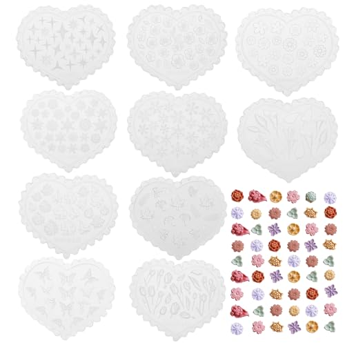 10 Stück Polymer Clay Formen Silikon Schnitzerei Mini Muster Verschiedene DIY Design für Ohrringe Ringe Halskette Andere Süßigkeiten Kekse Kuchen Schmücken (129,133,150,153,155,156,157,158,160,166) 10 Stück Polymer Clay Formen Silikon Schnitzerei Mini Muster Verschiedene DIY Design für Ohrringe Ringe Halskette Andere Süßigkeiten Kekse Kuchen Schmücken (129,133,150,153,155,156,157,158,160,166) von Fyeme