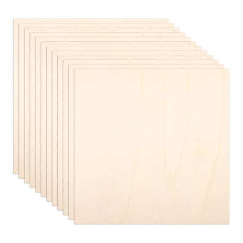 Fyeme 12 -pcs Basswood -Blätter 12 Zoll unvollendete Sperrholzblätter 2 mm dicke quadratische/rechteckige Holzbretter Mehrzweckholz Stücke für Basteln Schneiden von Gravurholz Brennen von Fyeme