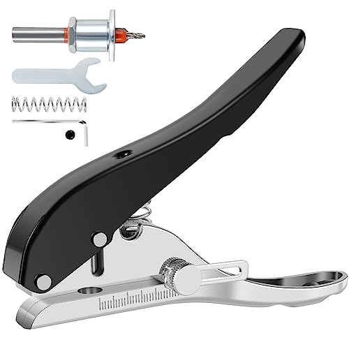 Fyeme Hole Punch Tange 5/16 Zoll verstellbare Tiefenschraube Abdeckungsloch Ergonomie Handheld Einkreis Loch Punch mit Countersink-Bohrer für Papierkarton PVC Leder(braun) von Fyeme