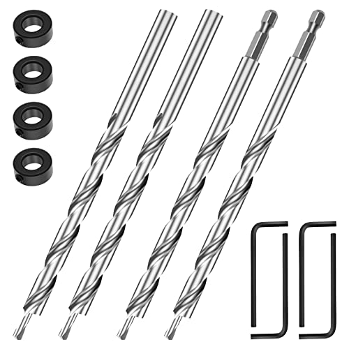 Fyeme Twist Bohrer Bit Set Hochgeschwindigkeit Stahl Stufe Bohrmaschine Bit 1/4 Zoll Sechskant Shank und runde Schafttaschenlochbohrer mit Stoppkragen Schrauben für Holzaluminium dünnes Metall von Fyeme