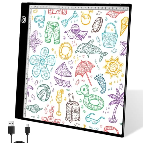 Leuchtplatte Din A4 für Kinder Lightpad A4 Touch Bedienung USB Dimmbar Leuchttisch A4 Geeignet für Skizzen Illustration Kalligraphie Stickerei Scherenschnitt Diamond Painting (A4) von Fyeme