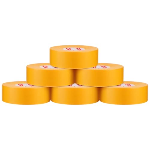 6 Rolle Goldband, 30mm x 50m Malerkrepp Kreppband Gold Abklebeband Maler Klebeband Malertape Hitzebeständig UV-Beständig für den Innenbereich und Außenbereich von Fyguard