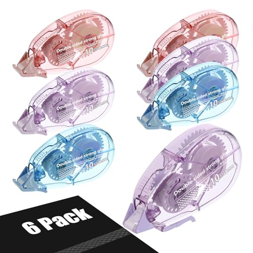 Fyguard 6 Stück Kleberoller, 8mm x 10m Transparent Klebemaus Doppelseitiges Klebeband Fotokleber für Kinder Studenten Scrapbook DIY Basteln (Rosa&Blau&Lila) von Fyguard