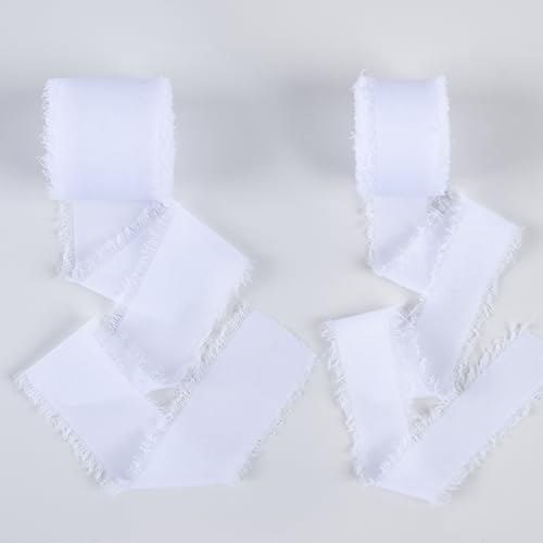 Fyshird 20m Geschenkband Weiß 4,5cm 3cm Chiffonband Schleifenband Seidenband Dekoband für DIY Hochzeit Tischdeko Hochzeitseinladungen Brautsträuße von Fyshird