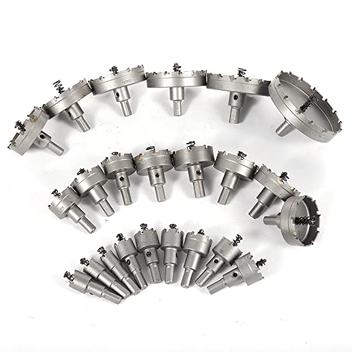 13/16/23 PCS Hartmetall Lochsäge Lochbohrer Metall Set Lochsäge Metall Set Kreisschneider Metall Geeignet für Aluminium Stahl Holz Kunststoff Gipskarton Edelstahl usw (16mm ~ 100mm) von Fyssnn