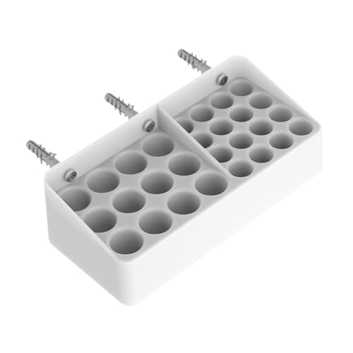 FytStycale Batterie-Aufbewahrungsbox, Container, Wandhalterung, unterteilter Batteriehalter, Wandhalterung für Garage, Werkstatt, Home Office, Tischplatte, Weiß von FytStycale