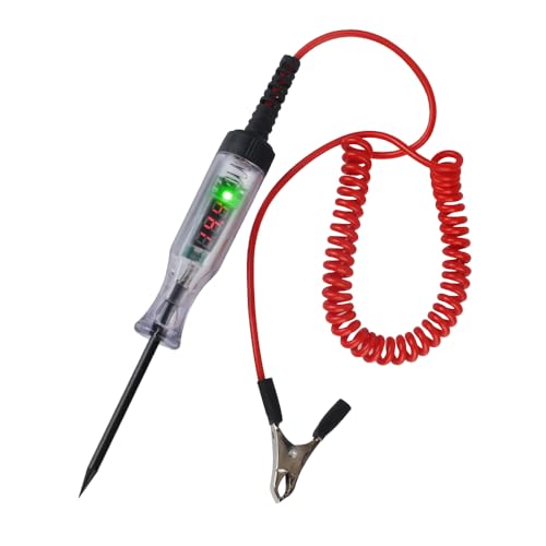 Fyuasto DC/Widerstand Test Digital LCD Spannung Tester Universal Auto Display Mess Pen Circuit Detector Probe Pen Auto Zubehör (Roter Federdraht) von Fyuasto