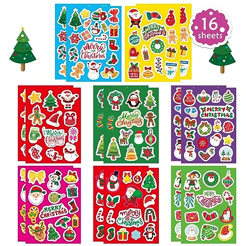 Fyvadio Weihnachtsaufkleber, 226PCS Kinder Klebeaufkleber für Jungen Mädchen Silvester wasserdichte Umschläge Wasserflasche Basteln Scrapbook Sticker Dekor Party Goodie Geschenke Taschen Dekor von Fyvadio