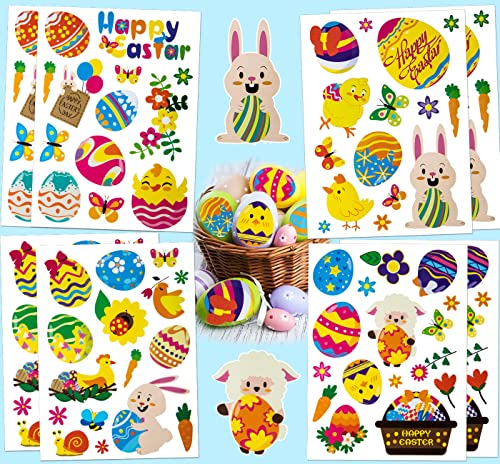 Osteraufkleber, Fyvadio 12 Blätter 180 Stück Osterhasen-Aufkleber Eier Küken Etiketten für Ostern Party Favor DIY Craft Art Making Dekoration von Fyvadio