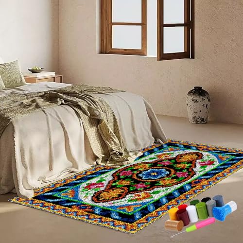 Fzamudng Knüpfhaken-Teppich-Set DIY-Knüpfhaken Teppichherstellungs-Set für Erwachsene 69 x 102 cm Kreuzstich-Set Tapisserie Teppich Knüpf-Sets Teppich Making Kits Teppichherstellung Heimdekoration von Fzamudng