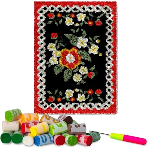 Knüpfhaken-Teppich-Set DIY-Knüpfhaken Teppichherstellungs-Set für Erwachsene Kinder 61 x 87 cm Kreuzstich-Set tapisserie Teppich Knüpf-Sets Teppich Making Kits Teppichherstellung Heimdekoration von Fzamudng